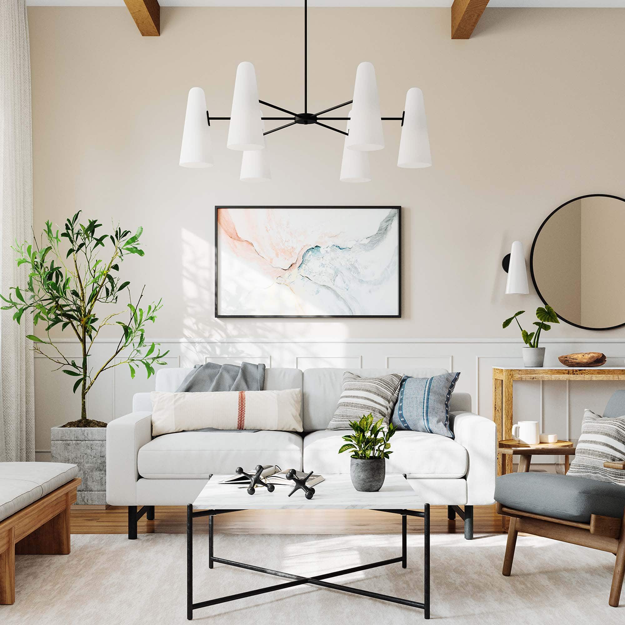Beacon 6-Light Chandelier by Modway - Opal Black