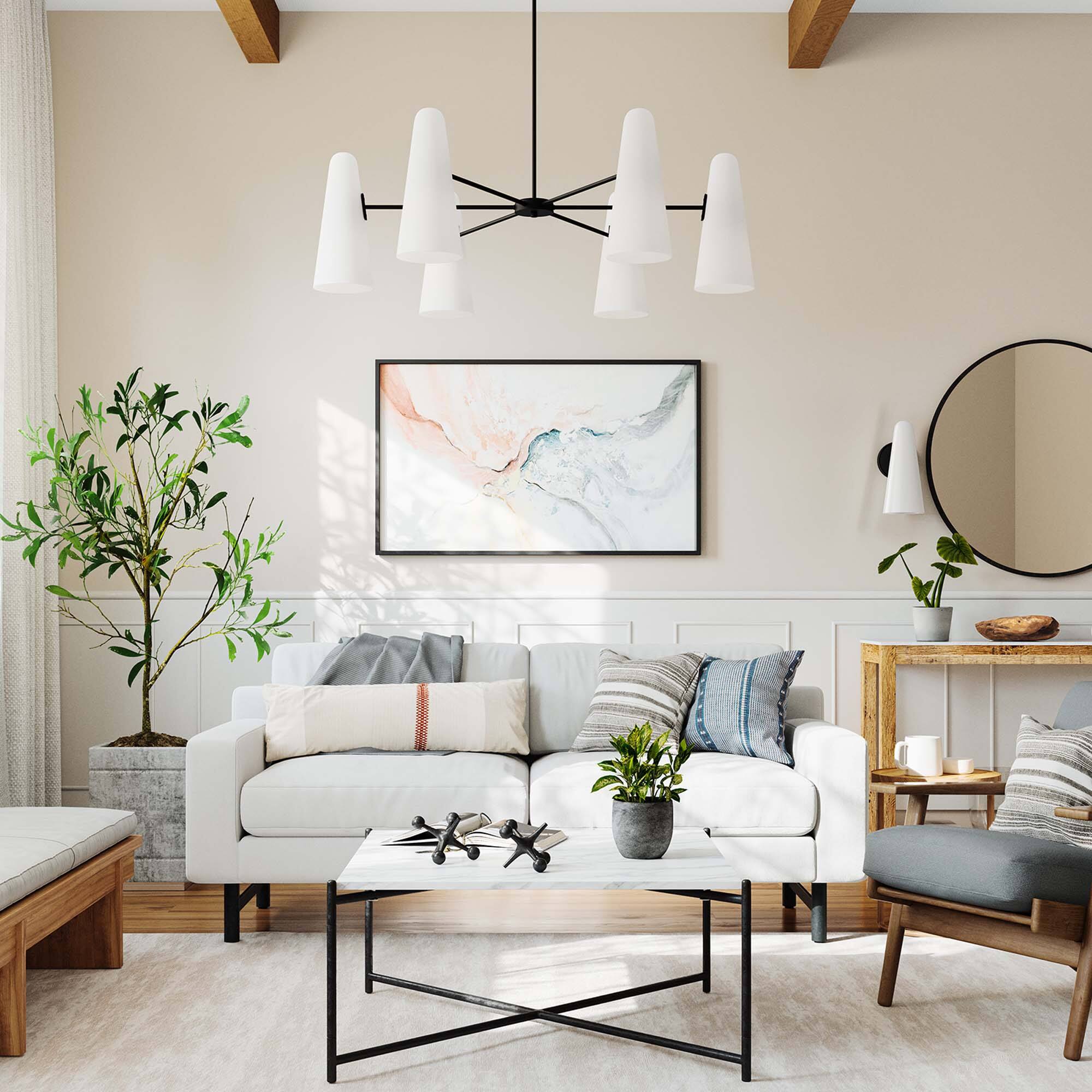 Front. Modway - Beacon 6-Light Chandelier by Modway - Opal Black.