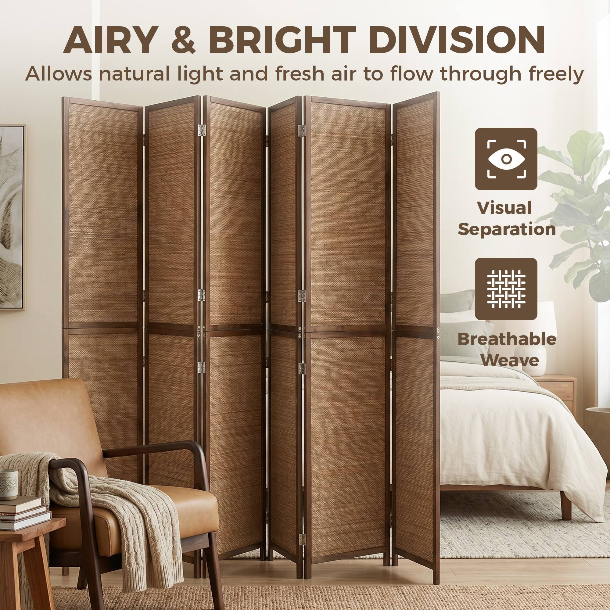 AIRY & BRIGHT DIVISION  
Allows natural light and fresh air to flow through freely  
Visual Separation  
Breathable Weave