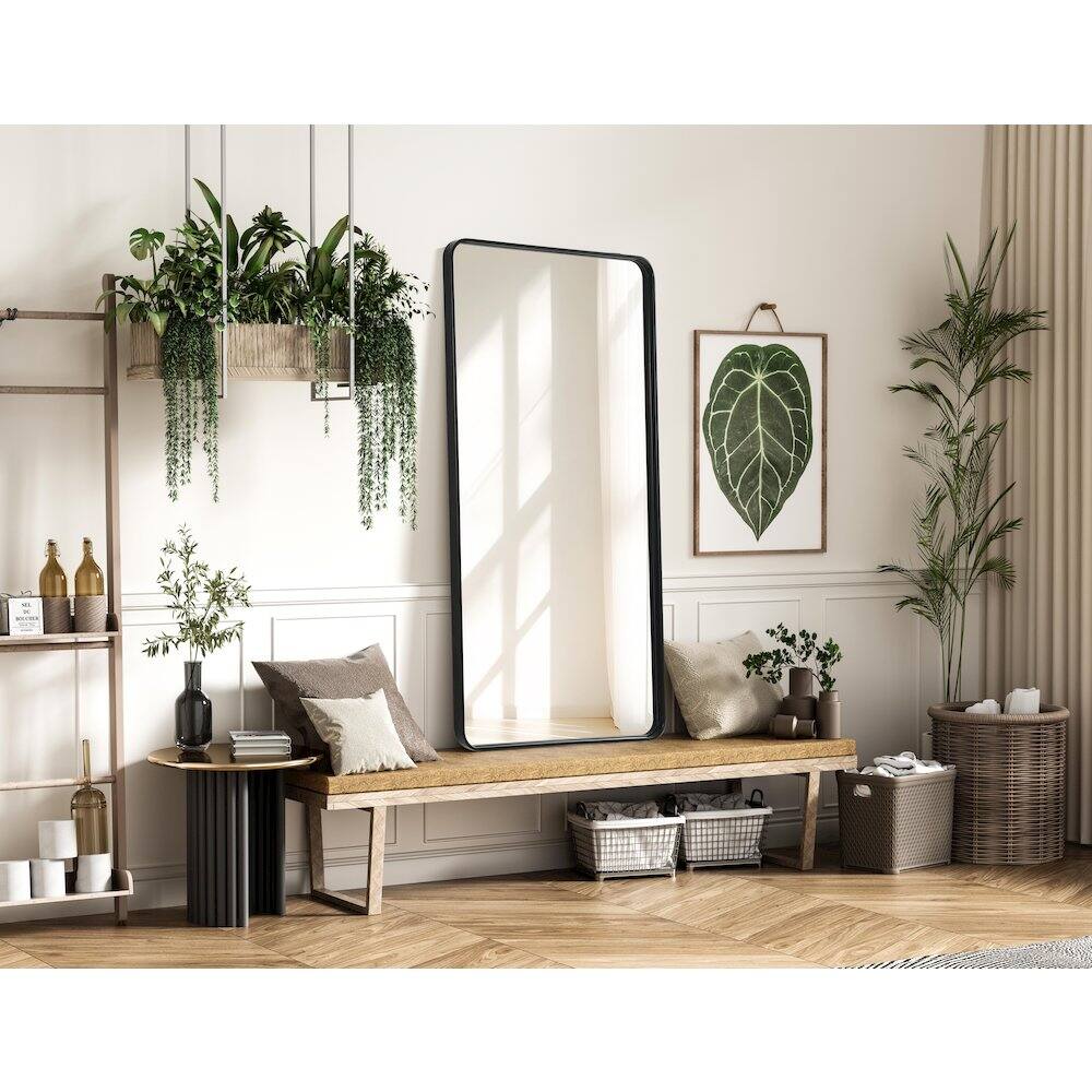 Alt View 6. Elegant Decor - Contour Metal Rectangle Mirror 30x60 in Black - Black.