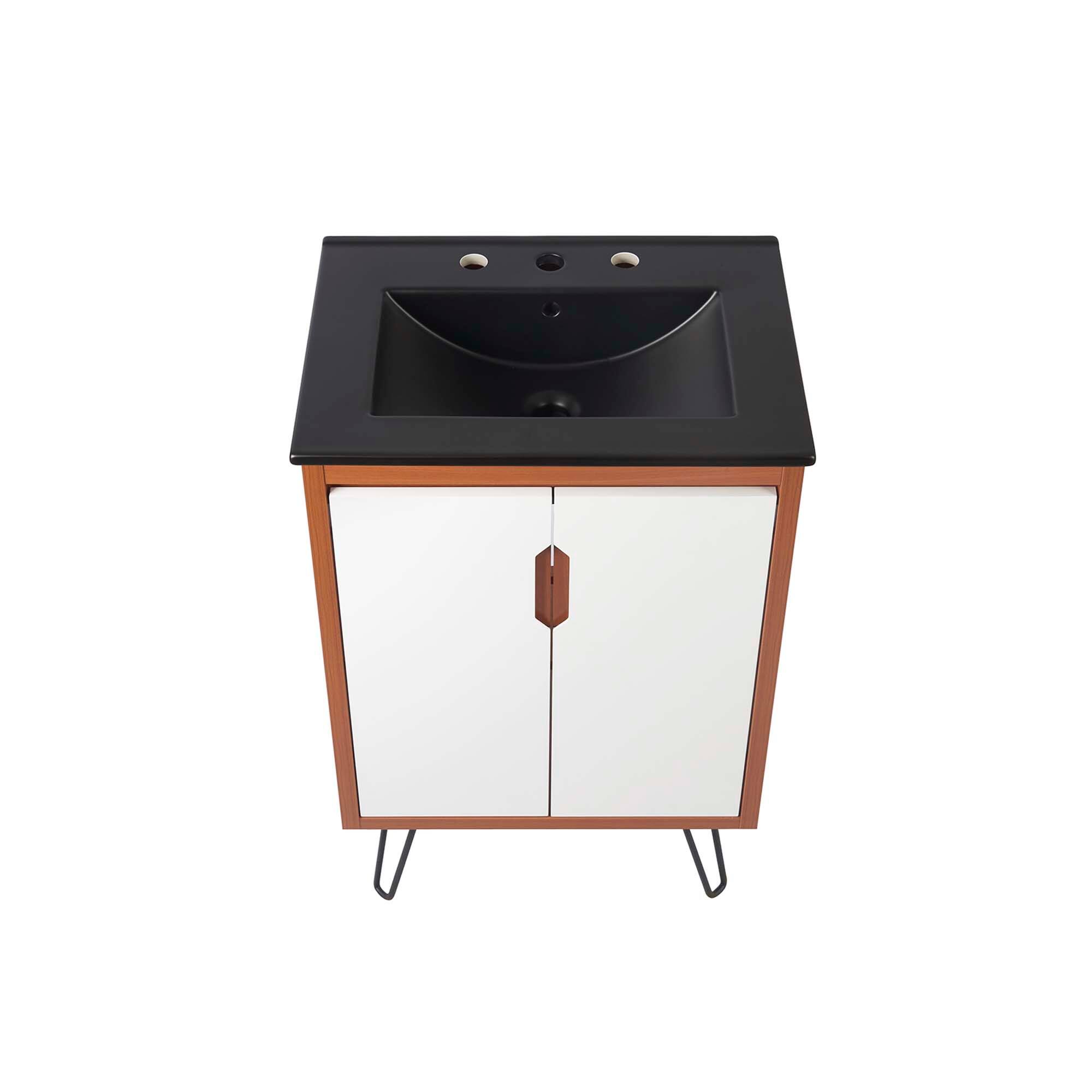Alt View 4. Modway - Energize Bathroom Vanity Basin Included by Modway - Cherry White Black.