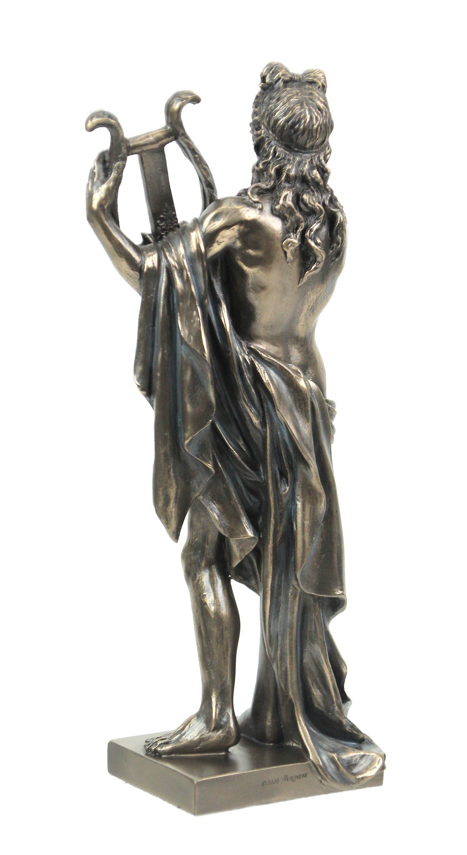 Alt View 2. Veronese Design - Classic Ancient Greek God Apollo Holding His Lyre Bronze Finished Tabletop Statue - Bronze.