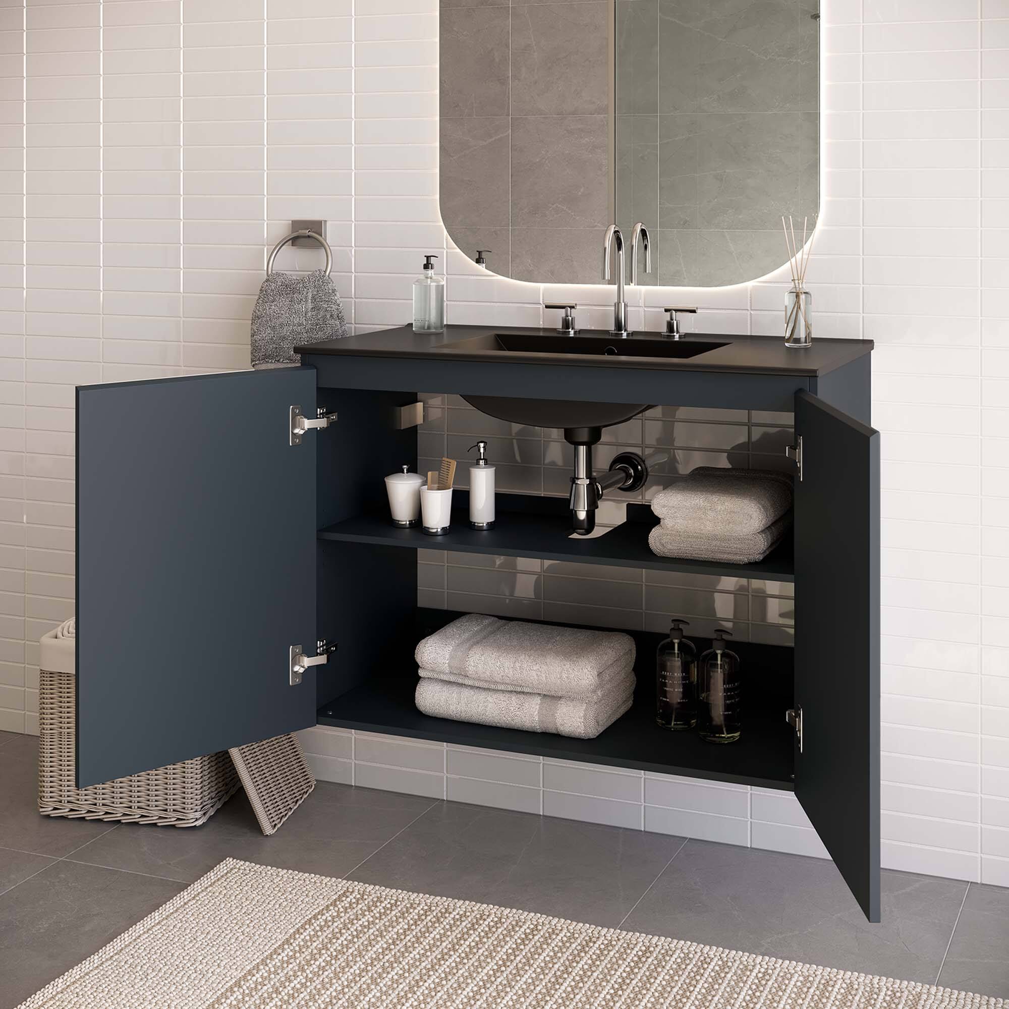 Back. Modway - Bryn Wall-Mount Bathroom Vanity Basin Included - Gray Black.