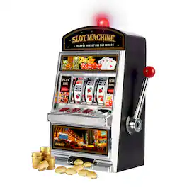 Trademark Games - Real Slot Machine Las Vegas Casino Slots with Flashing Lights and Jackpot Sounds Accepts 98-Percent of World Coins