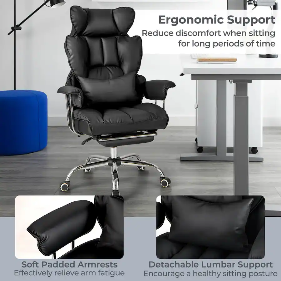 Costway Big and Tall Executive Office Chair with Footrest Lumbar