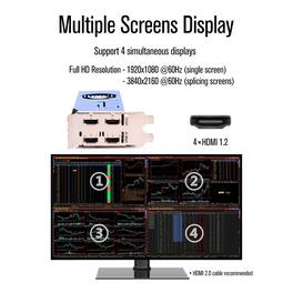 Dazzling Pops - GT 730 DDR3 4 Monitors HDMI Video Card for Desktop PC 64 Bits Support U3D Quad Setup Multiple Screens