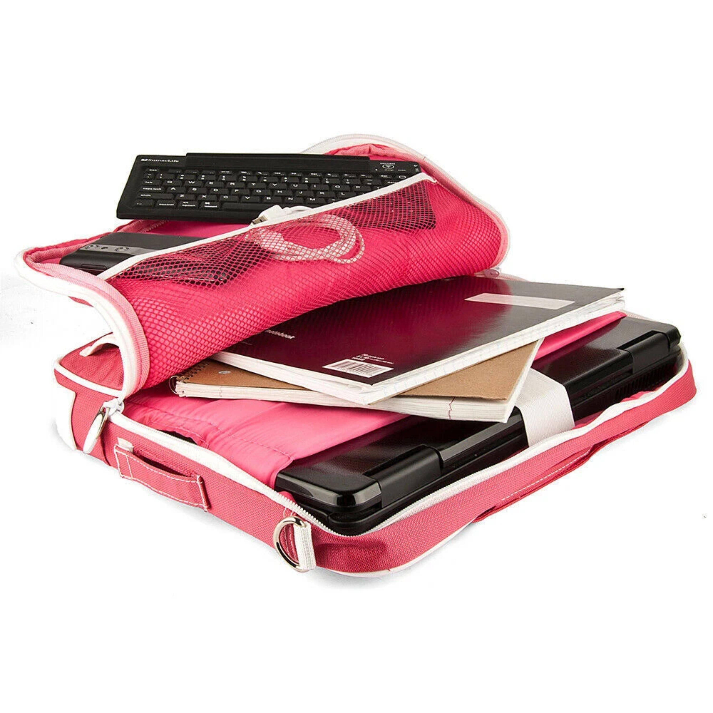 Alt View 2. Kitcheniva - Laptop Sleeve Case Shoulder Bag For 13" Laptop Pink/White - Pink/White.