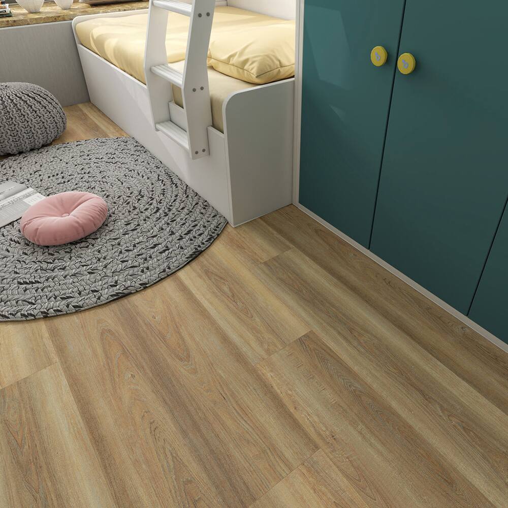 Left. Dotfloor - 62.6"x9" SPC Composite Flooring; 5 Planks/Box (19.56 sq. ft/Box); 8mm Thick with ; 30 mil Wear Layer; - Cabana Driftwood.
