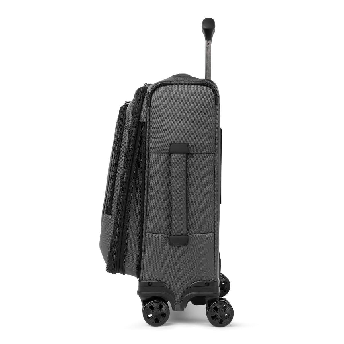 Left. Travelpro - Travelpro Crew Classic Lightweight Softside Expandable 20" Carry On Spinner - Titanium Grey.