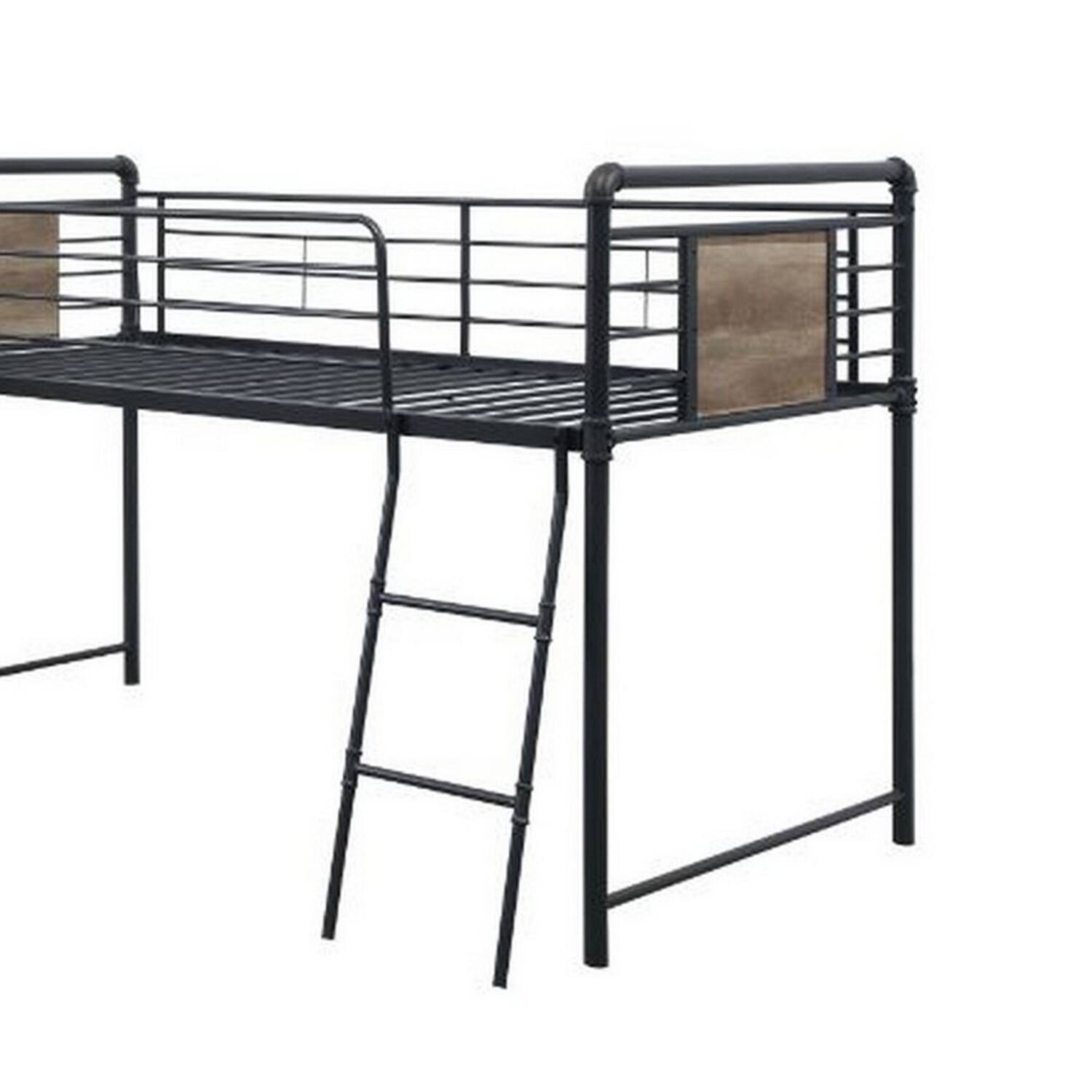 Alt View 3. Manhattan Lane - Twin Loft Bed with Tubular Metal Frame and Slide - Bronze.