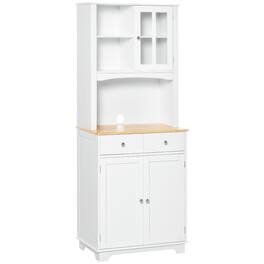 Homcom - Freestanding 67" Kitchen Buffet with Hutch, Pantry Cabinet with Microwave Stand, Adjustable Shelf, 2 Drawers, Cupboard - White