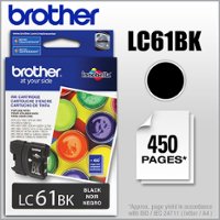 Brother - LC61BK Standard-Yield Ink Cartridge - Black - Front_Zoom