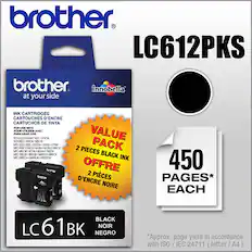 Front. Brother - LC612PKS Standard-Yield 2-Pack Ink Cartridges - Black.