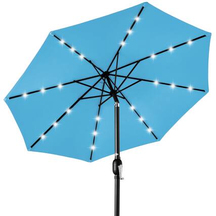 Front. Best Choice Products - Best Choice Products 10ft Solar LED Lighted Patio Umbrella w/ Tilt Adjustment, UV-Resistant Fabric - Sky Blue - Sky Blue.
