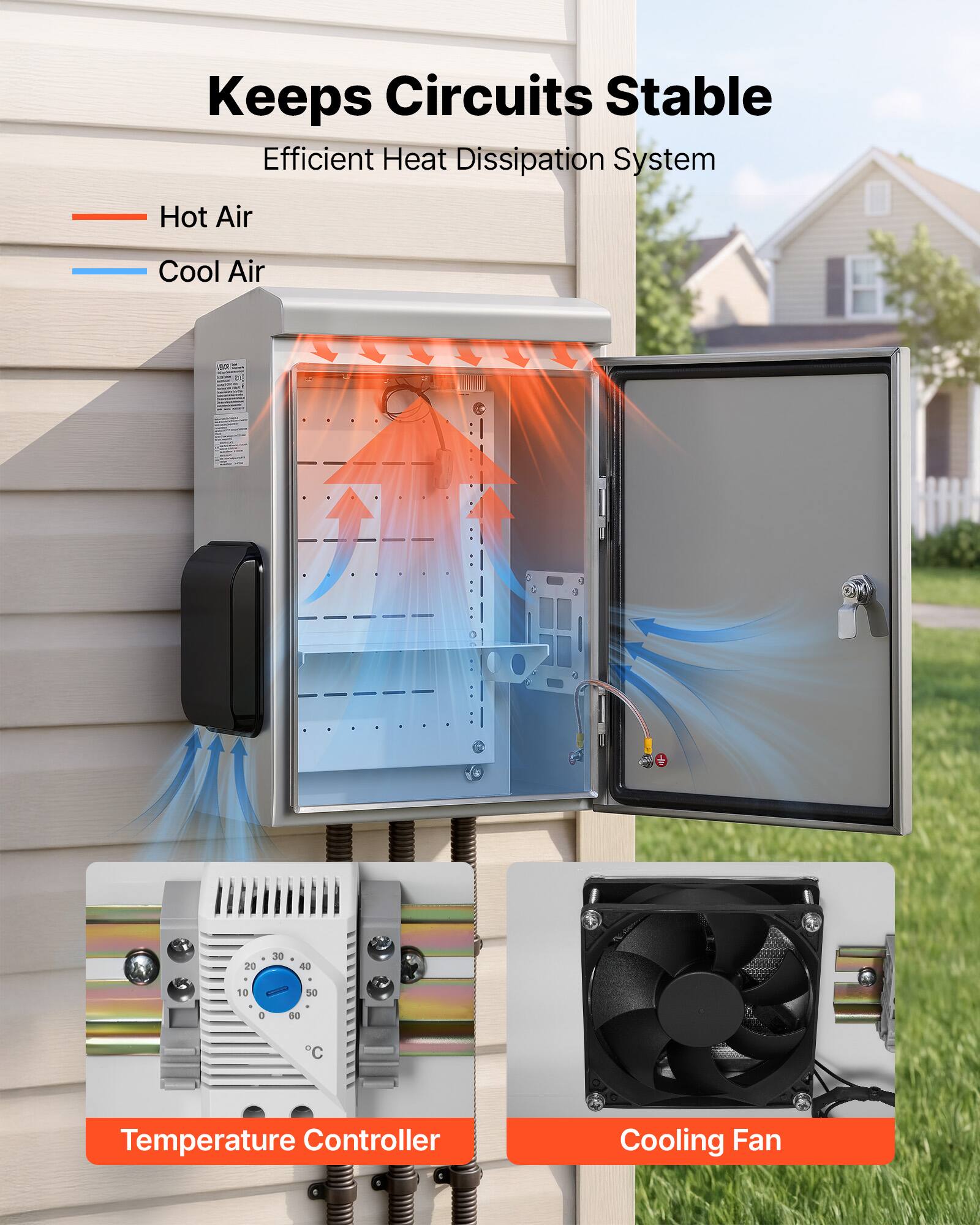 Keeps Circuits Stable  
Efficient Heat Dissipation System  
Hot Air  
Cool Air  
Temperature Controller  
Cooling Fan
