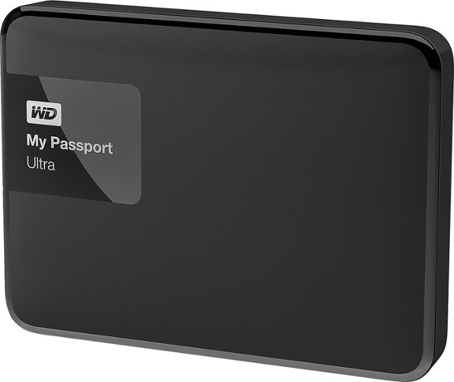 WD - My Passport Ultra 3TB External USB 3.0 Portable Hard Drive - Classic Black - Front Zoom