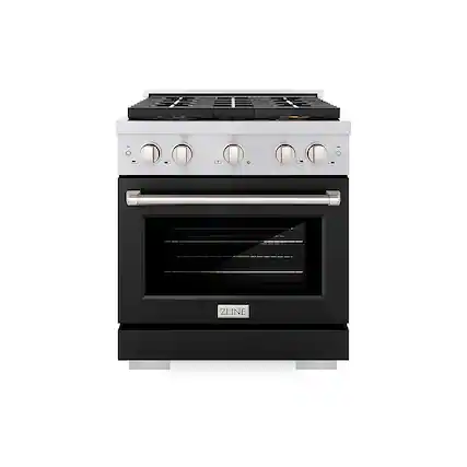 Front. ZLINE - 30 in. 4.2 cu. ft. Freestanding Paramount Gas Range with DuoPro Cooktop and Convection Gas Oven - Black Matte.