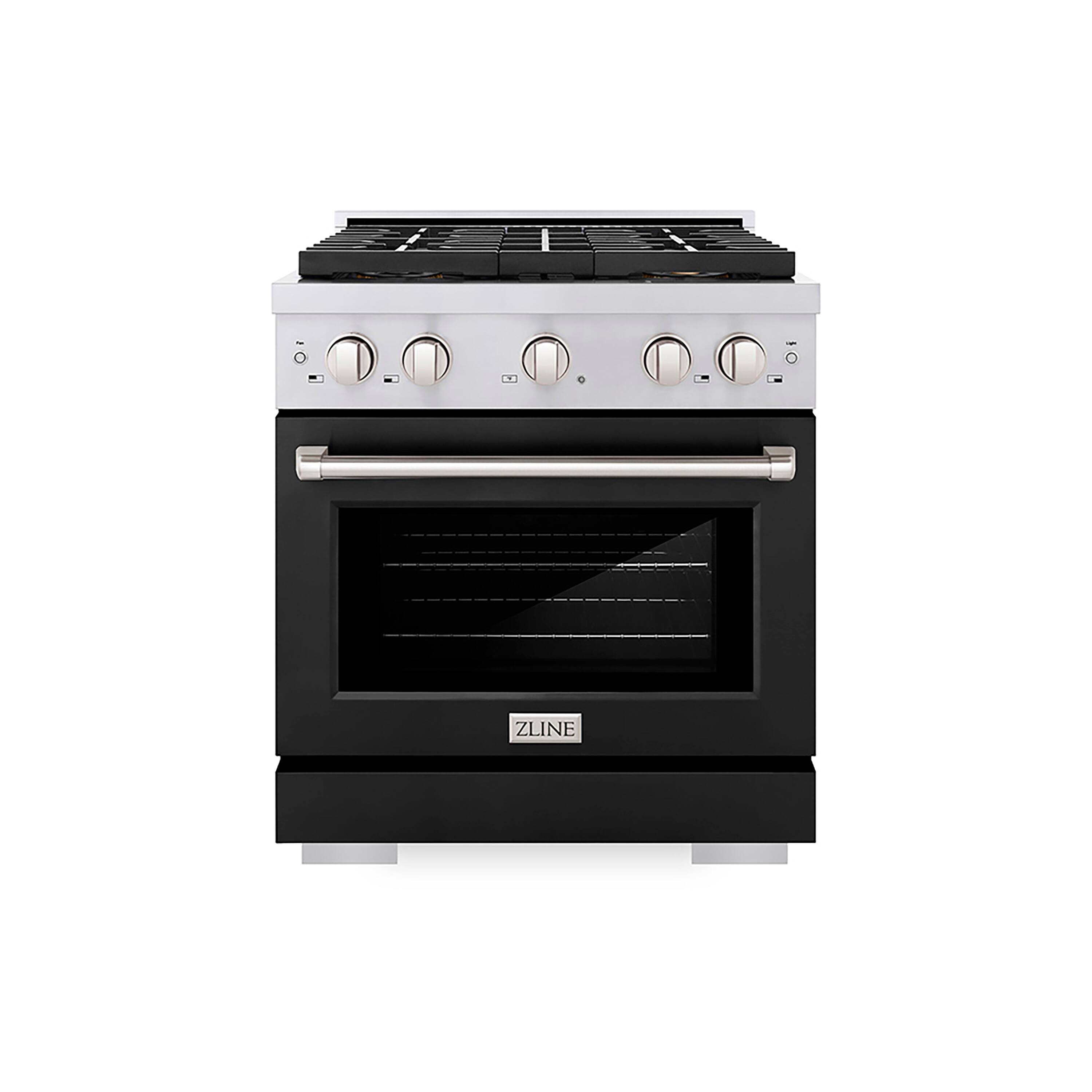 Front. ZLINE - 30 in. 4.2 cu. ft. Freestanding Paramount Gas Range with DuoPro Cooktop and Convection Gas Oven with Black Matte Door - Black Matte.