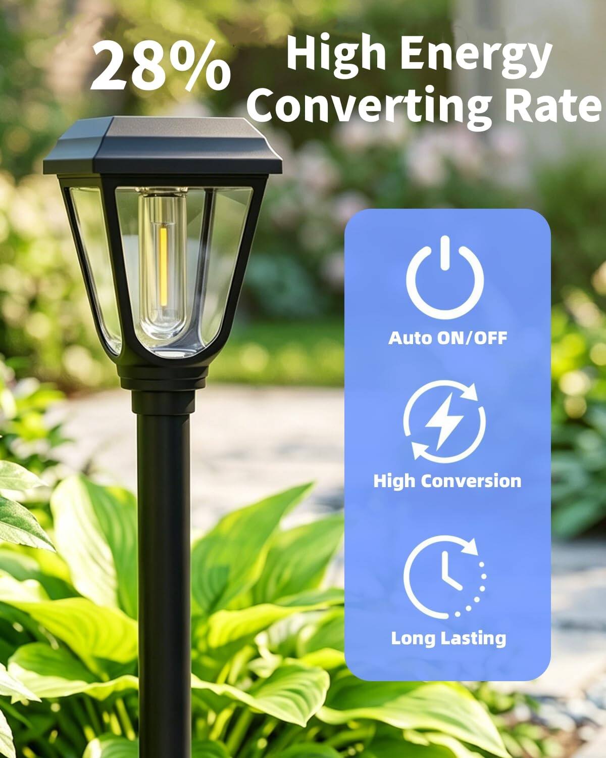 28% High Energy Converting Rate  
Auto ON/OFF  
High Conversion  
Long Lasting
