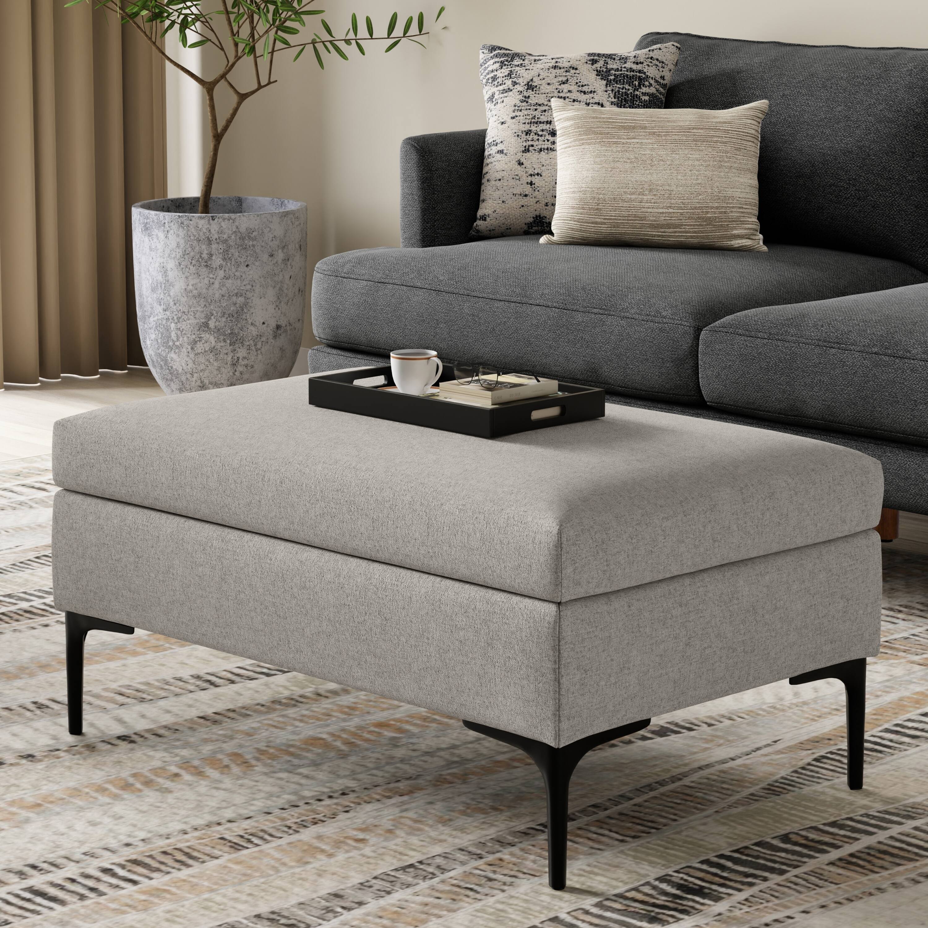 Tiramisubest - Rebecca Rectangular Coffee Table Storage Ottoman with Lift Up Lid - Gray