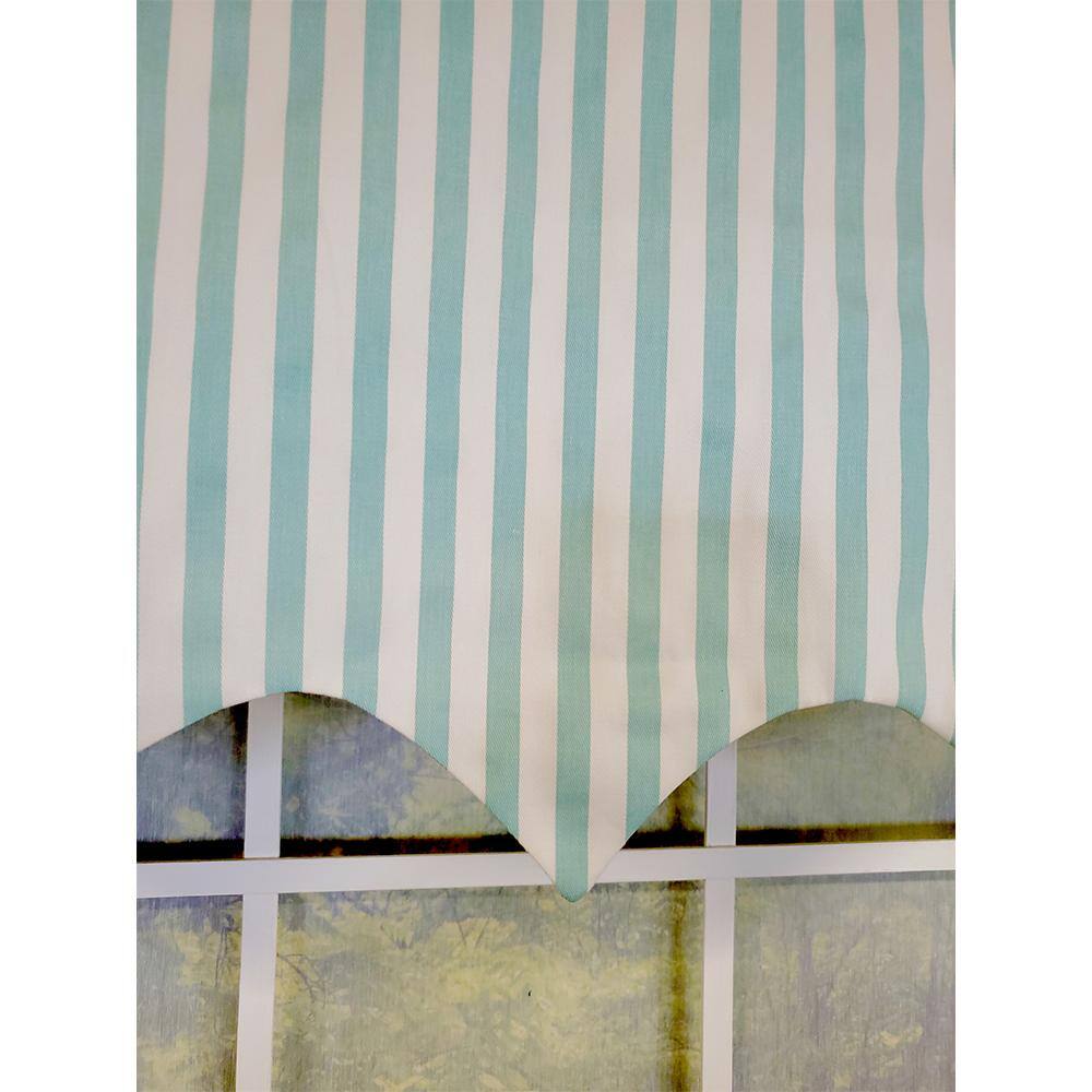 Left. RLF Home - RLF Home Candy Stripe Regal 3" Rod Pocket Lining Luxurious and Elegant Window Treatment Valance 50" x 17" Spa - Spa.