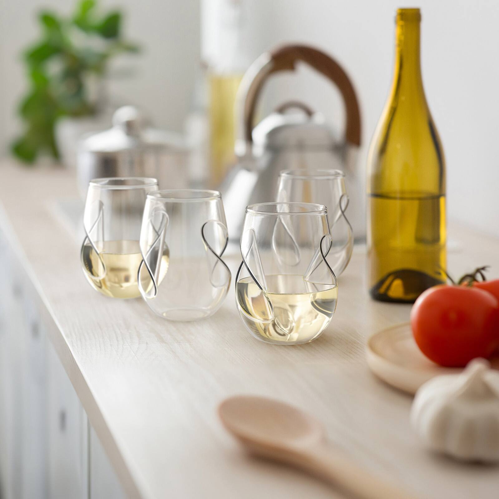 Alt View 2. Final Touch - Conundrum White Wine Glasses, Set of 4 - Clear.
