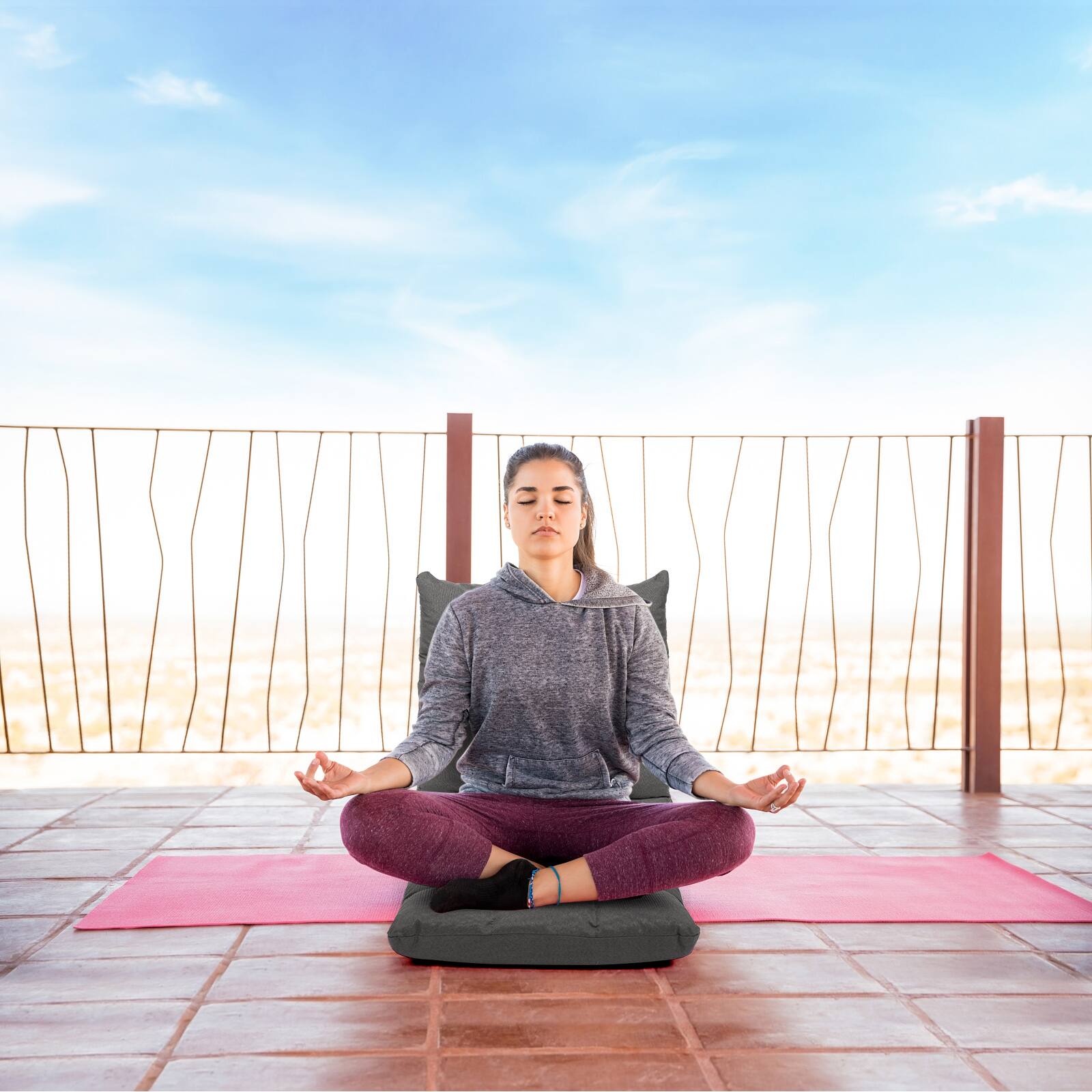 Alt View 5. Gymax - Gymax Adjustable 14-Position Floor Chair Folding Lazy Gaming Sofa Lounge Chair Gray - Gray.