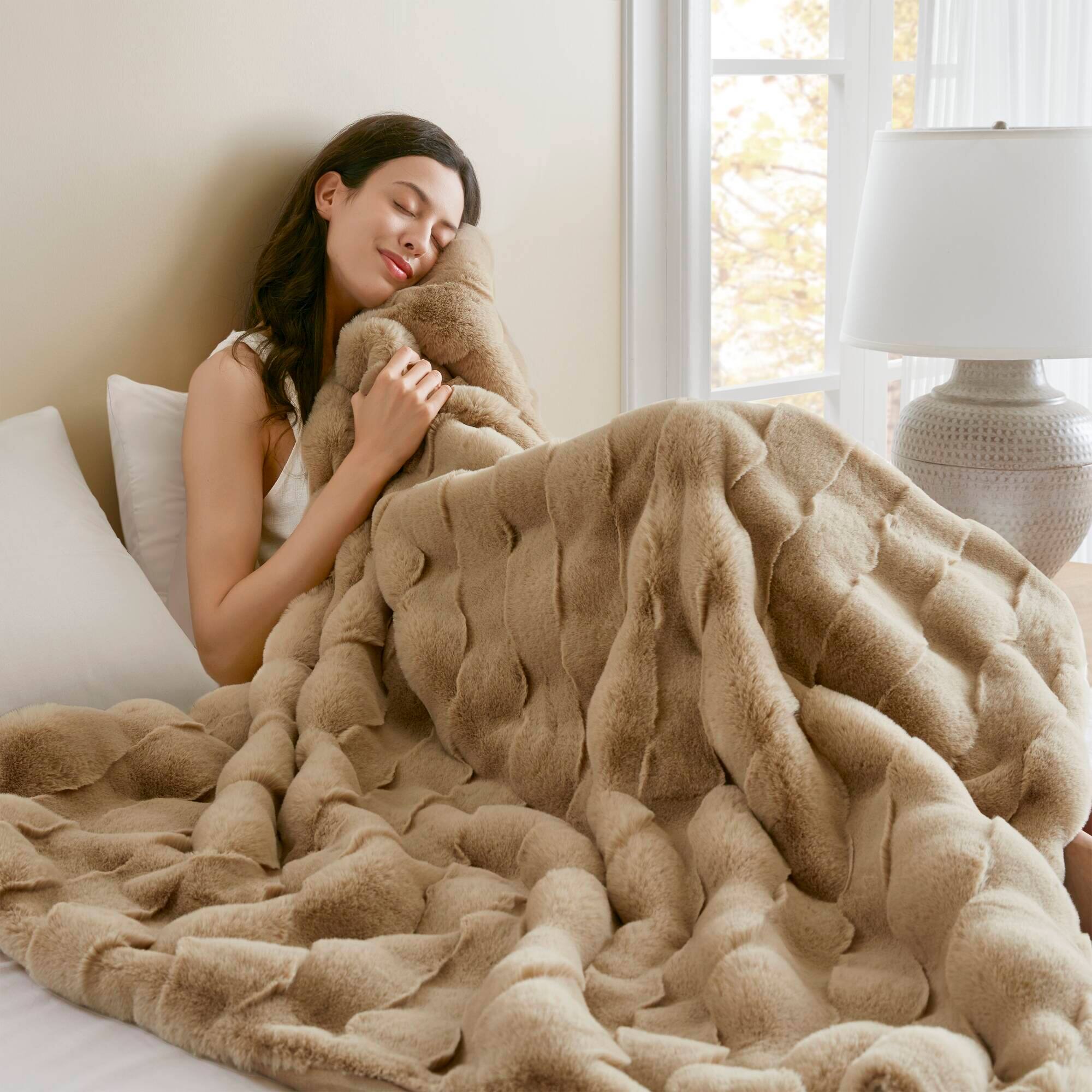 Alt View 3. Gracie Mills - Tullio Faux Fur Throw - Tan.