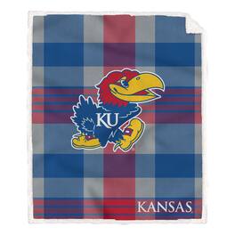 Pegasus - Kansas Jayhawks 60" x 70" Plaid Steel Royal Plush Sherpa Blanket - Multicolor