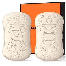 PRIMEPLUS - 2-Pack Rechargeable Hand Warmer, 6000mAh Portable Reusable Hand Warmer, Double-Sided Heating, 2-in-1 Magnetic Design - Beige Bear