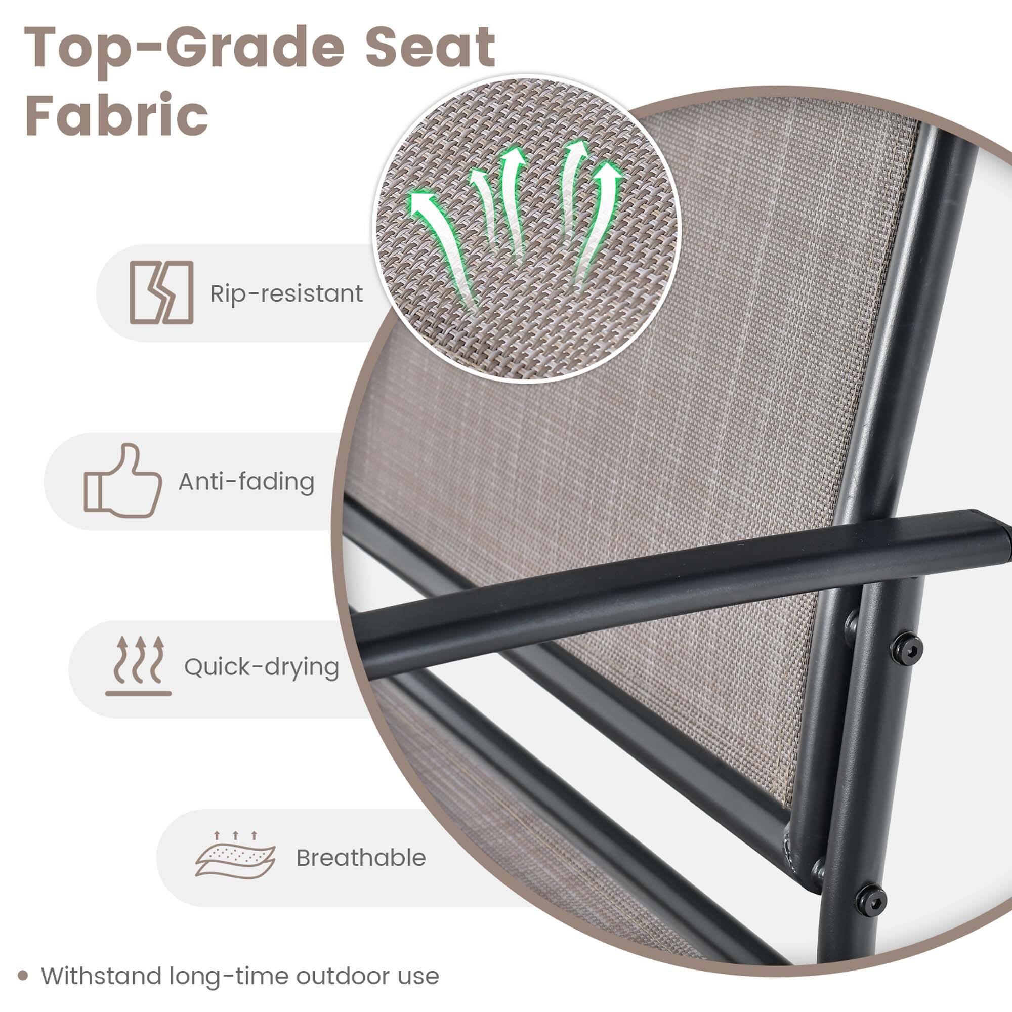 Top-Grade Seat Fabric

- Rip-resistant
- Anti-fading
- Quick-drying
- Breathable

Withstand long-time outdoor use