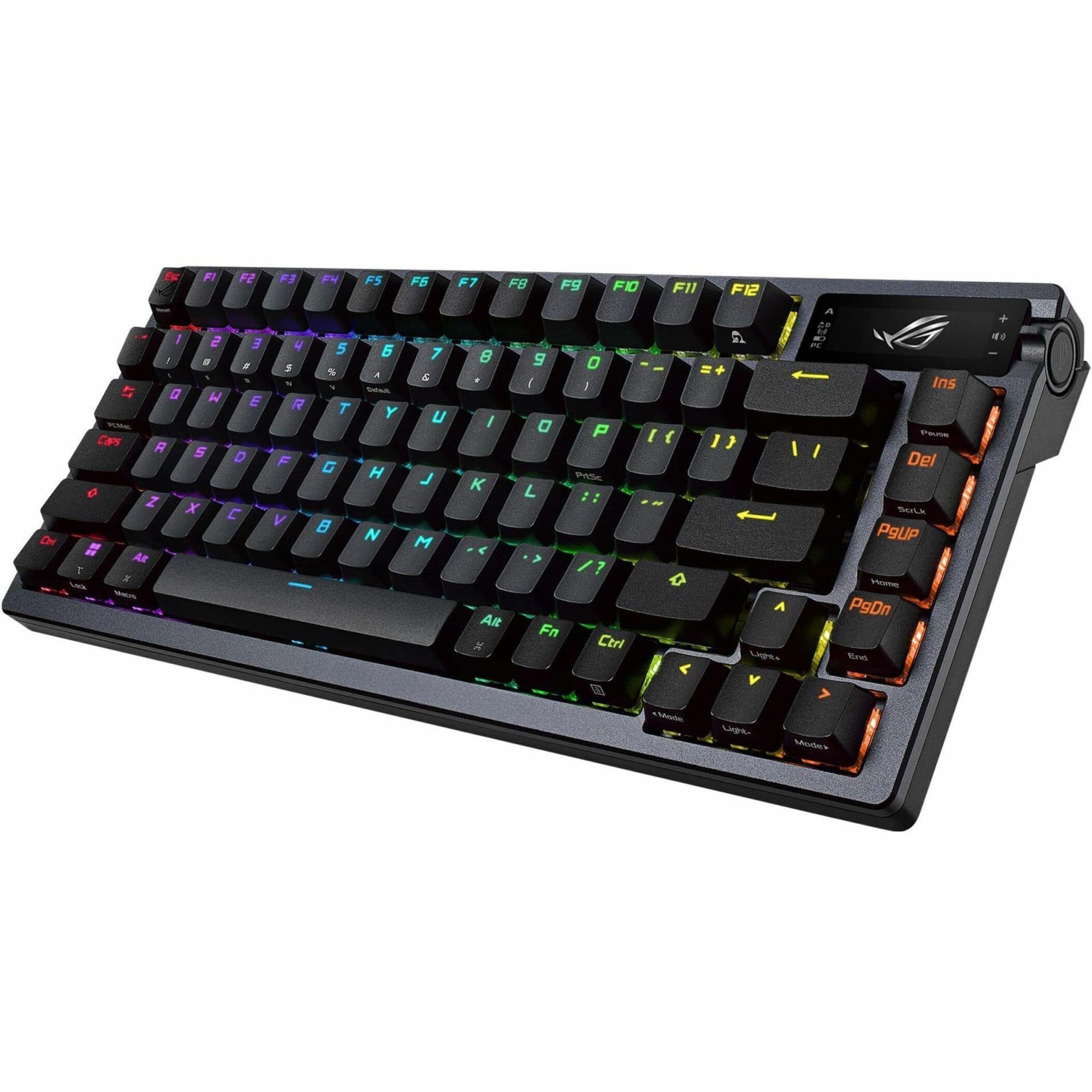 Angle. ASUS - Azoth Ergonomic Bluetooth Mechanical Gaming Keyboard with OLED Display - Black.