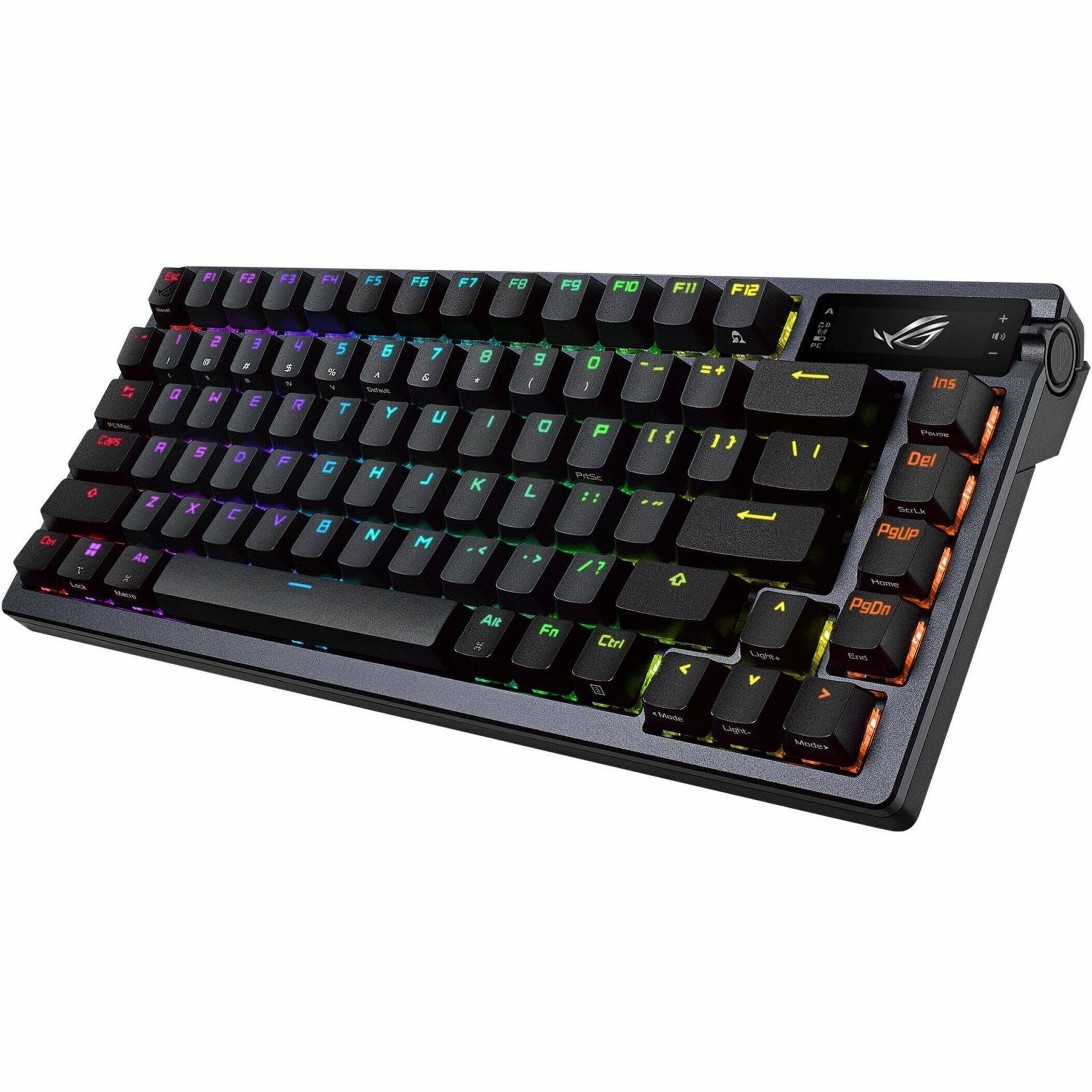 Angle. ASUS - Azoth Ergonomic Bluetooth Mechanical Gaming Keyboard with OLED Display - Black.