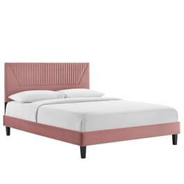 Modway - Yasmine Channel Tufted Performance Velvet King Platform Bed - Red