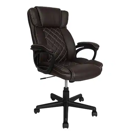 Front. Spaco - Spaco Executive Ergonomic Office Chair, High Back, Adjustable Height, Lumbar Support, PU Leather, Tilt, Home Office - Brown.