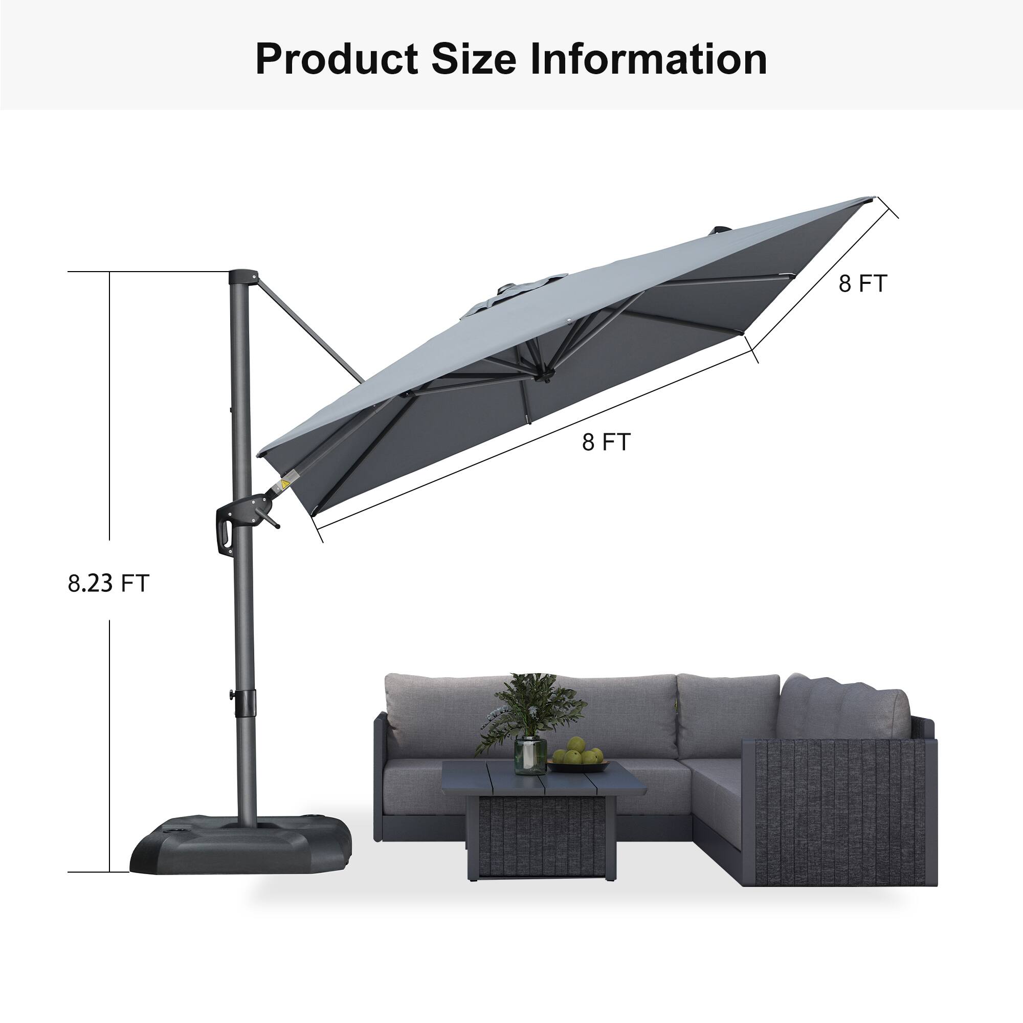 Product Size Information  
8 FT  
8 FT  
8.23 FT
