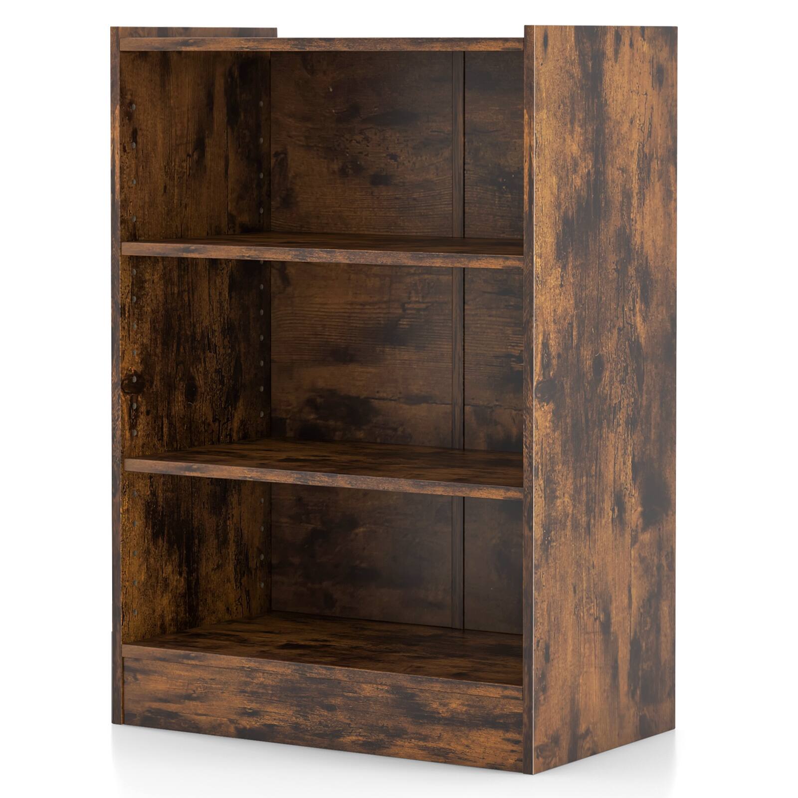Alt View 9. Costway - Costway 2 PCS 3-Tier Bookcase Open Multipurpose Display Rack Cabinet with Adjustable Shelves - Brown.