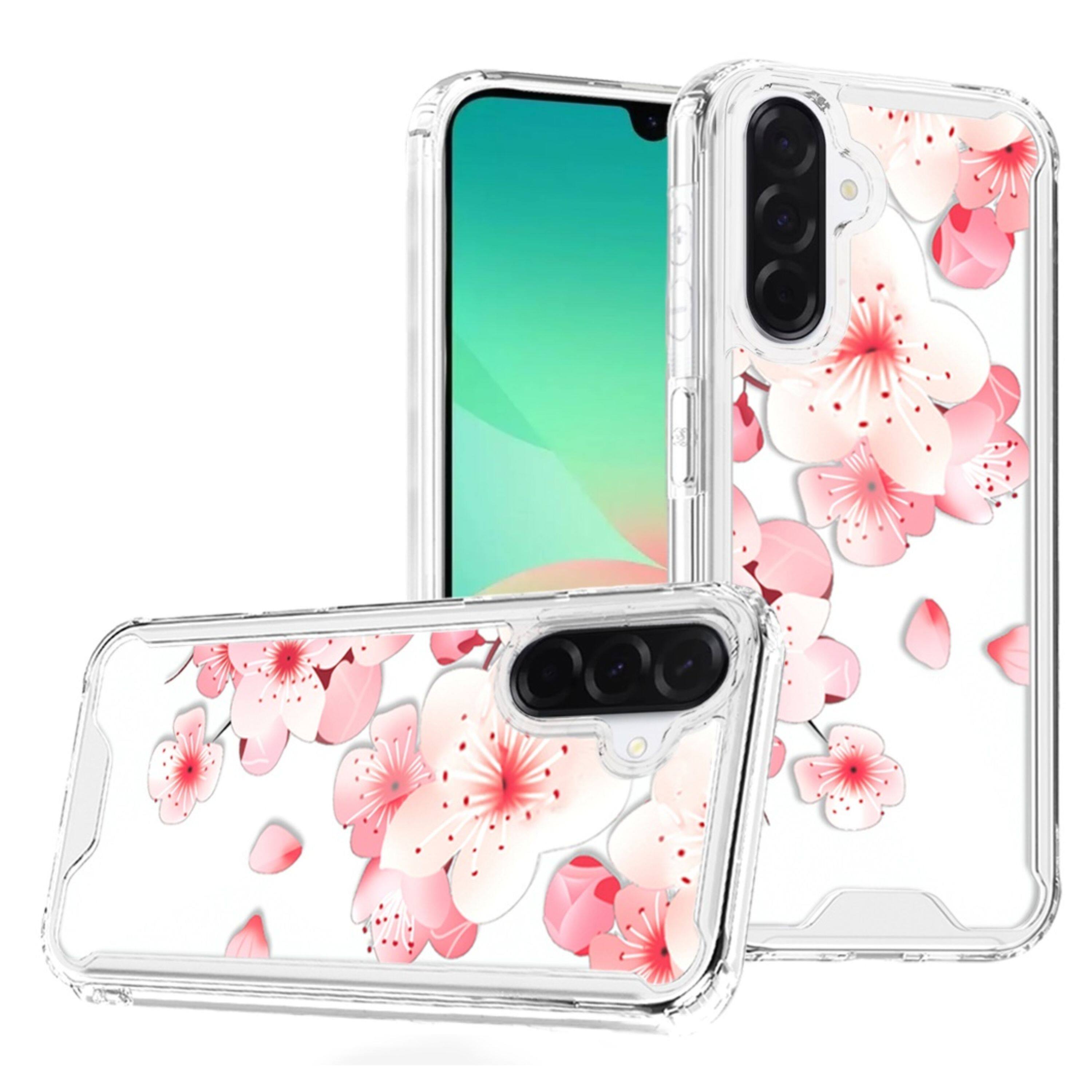 Front. Kitcheniva - Whimsical Graphic Case With Ultra-Clear TPU Shell & Tempered Glass For Samsung A27 5G Cherry Blossom - Multicolor.