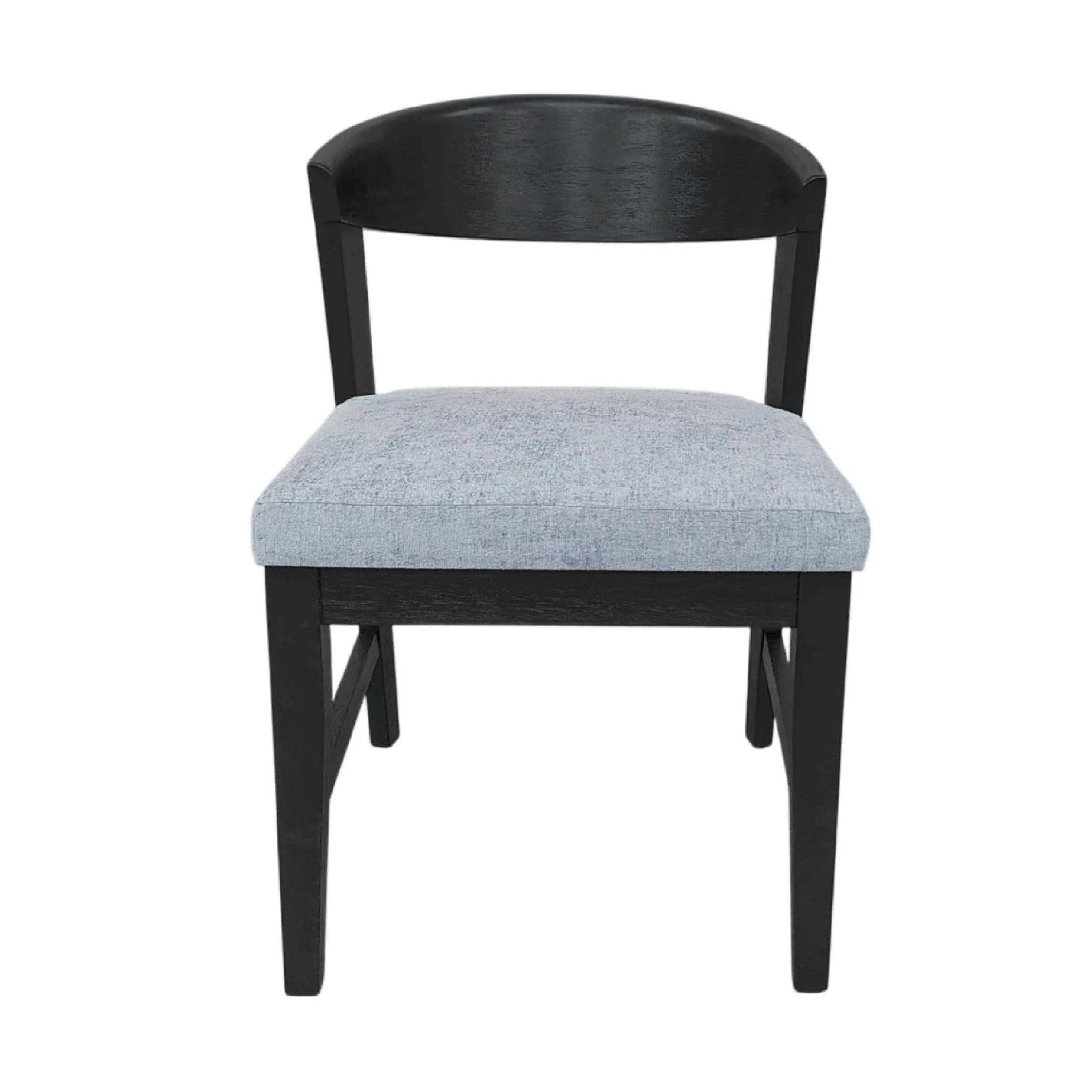 Angle. Manhattan Lane - Vecy Side Chair Set of 2,  Fabric Seat, Curved Back, Vintage - Vintage Black, Gray.