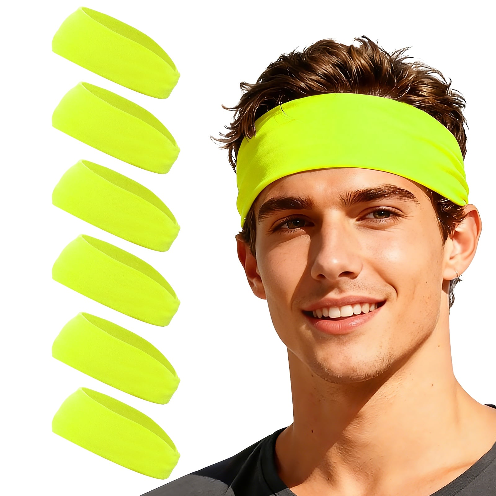 Unique Bargains - Sport Headbands for Men & Women, Stretchy Sweatband Absorbent Headbands, 6pcs - For Yoga/Sports/Running/Fitness/Cycling - Fluorescent Yellow price history on PriceWatchPro