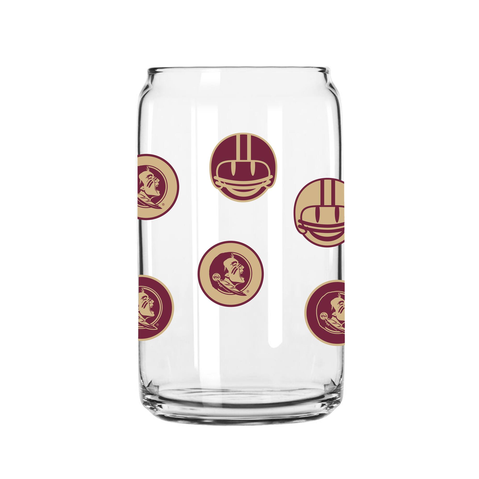 Front. Logo Brands - Florida State Seminoles 16oz. Smiley Can Glass - Multicolor.