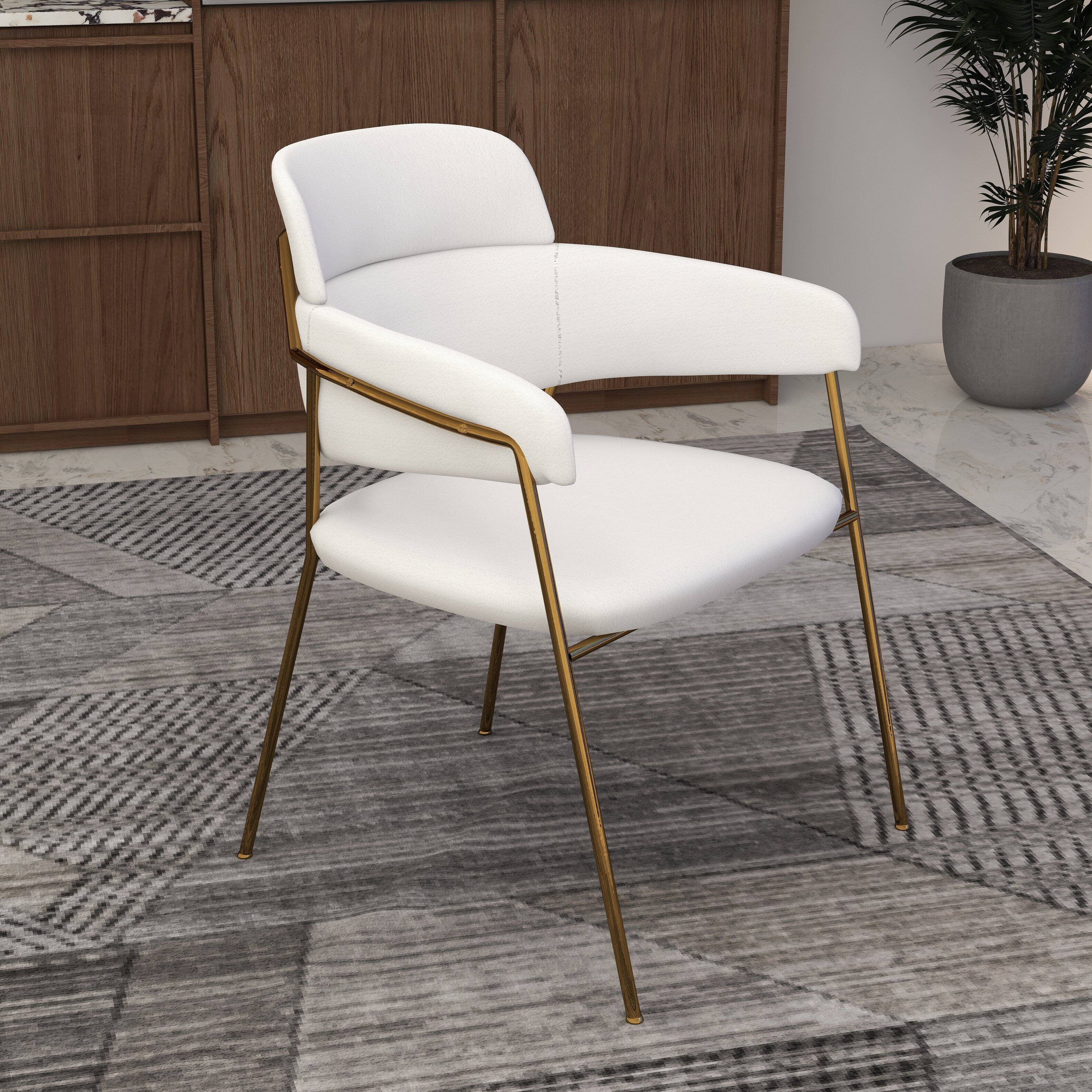 Angle. LeisureMod - Axis Modern Upholstered Kitchen & Dining Room Chair with Stainless Steel Legs - Perfect for Home Office - White.