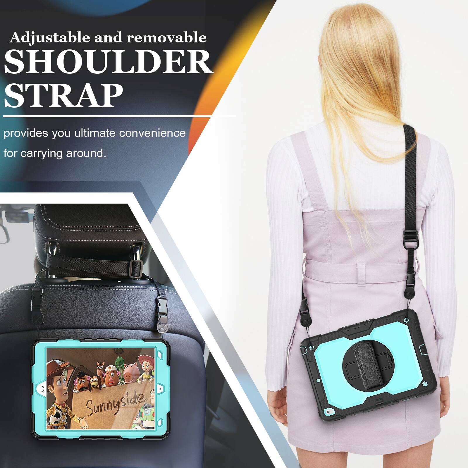 Adjustable and removable SHOULDER STRAP provides you ultimate convenience for carrying around.
