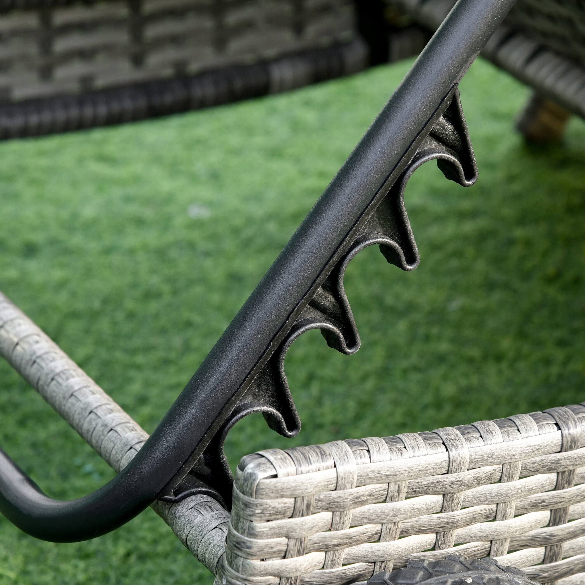 Alt View 8. Outsunny - Wicker Chaise Lounge Chair Outdoor PE Rattan Cushioned Patio Sun Lounger with 5-Level Adjustable Backrest & Wheels - Dark Blue.