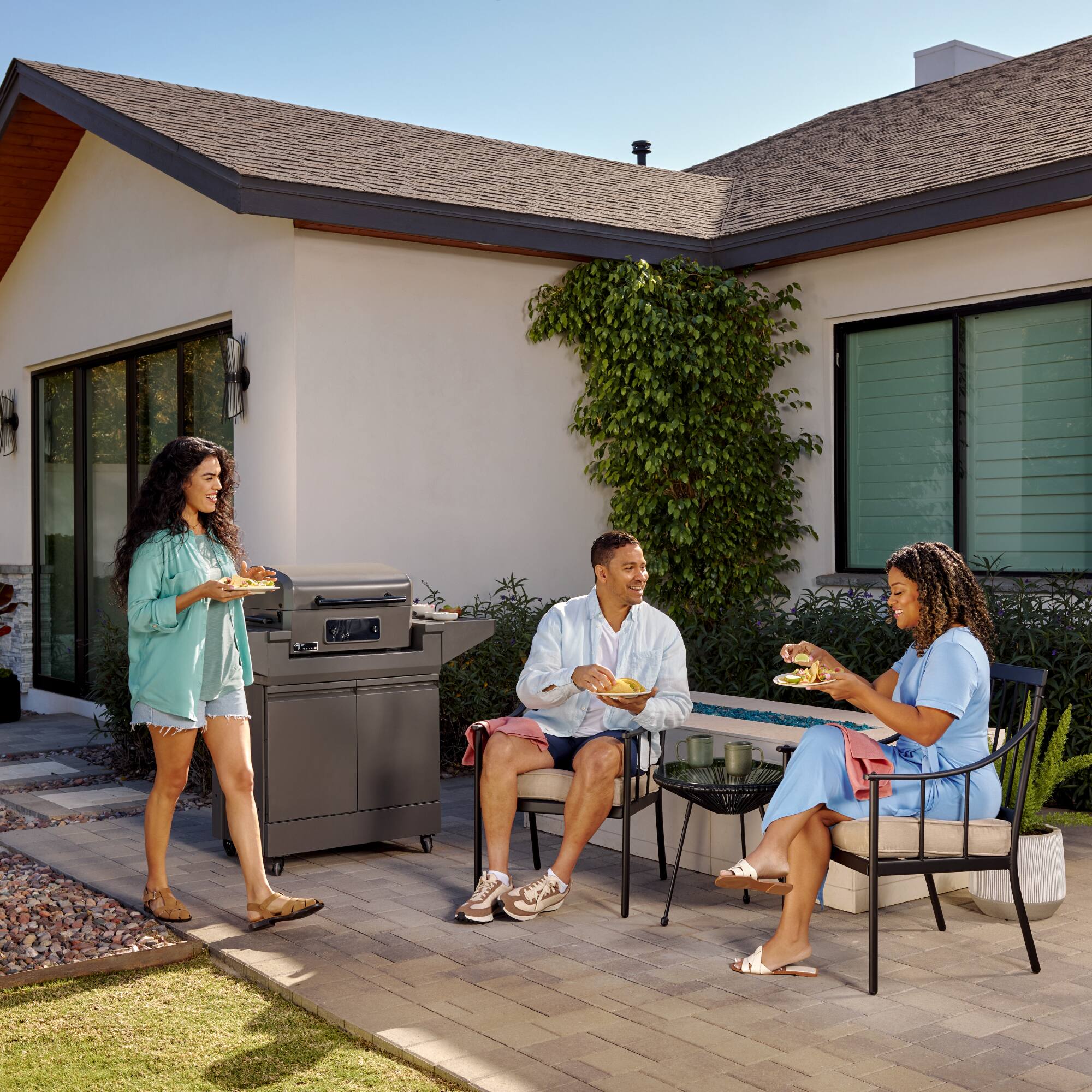 Alt View 6. TYTUS Grills - TYTUS Emberwood Electric Grill and Griddle with Grill and Prep Cart - Gray.