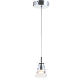 Jonathan Y - Alain 5" 1-Light Adjustable Metal Integrated LED Pendant, Chrome - Chrome/White