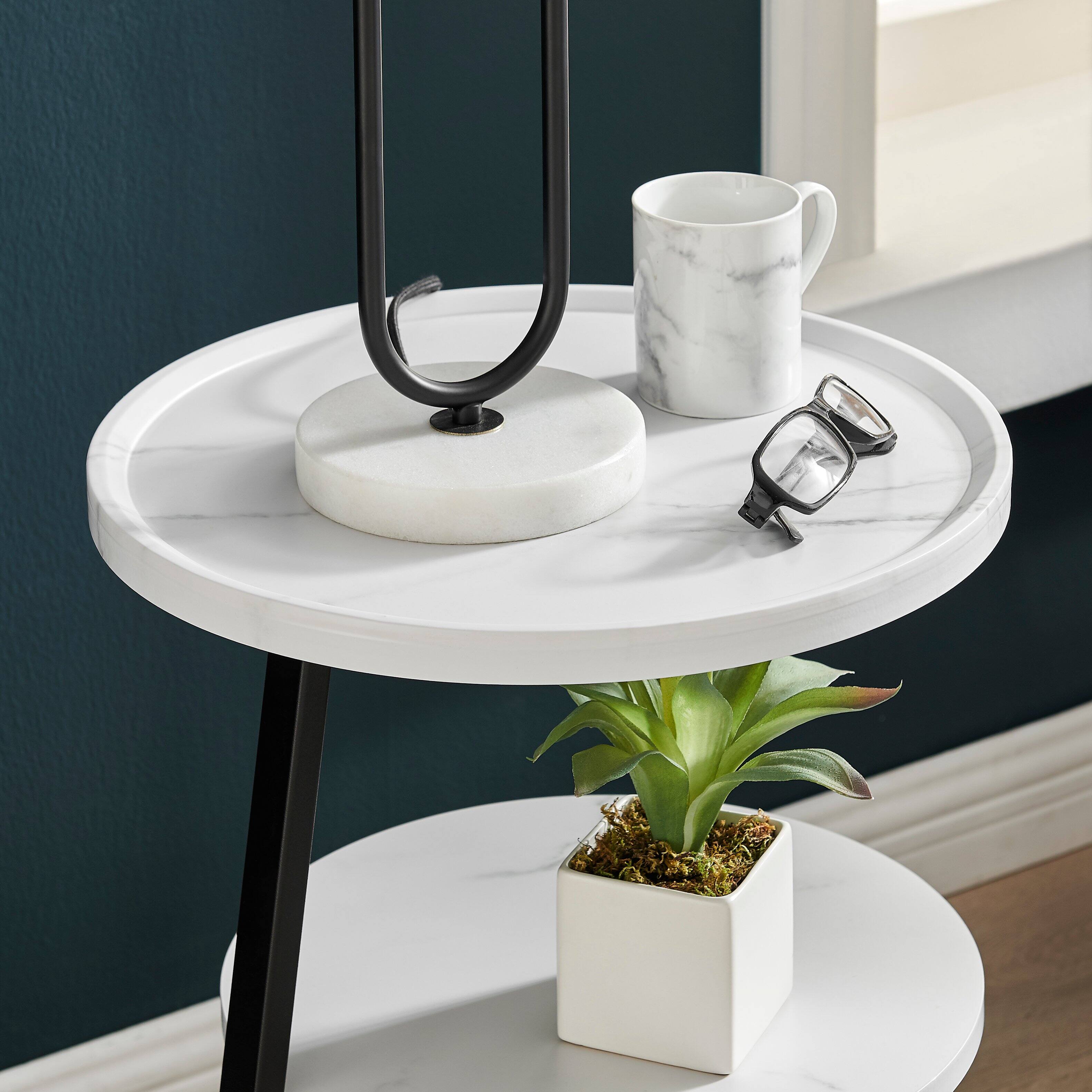 Alt View 6. Danya B - Skylar Round 3-Tier Side Accent Table - White Marble/Black - White Marble/Black.