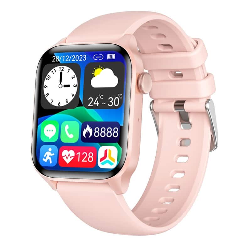 RISOKEYS - Smart Watch with Heart Rate & Blood Oxygen Monitor, Fitness Tracker for Outdoor Sports, Health Watch for Men & Women - Pink - (2025)