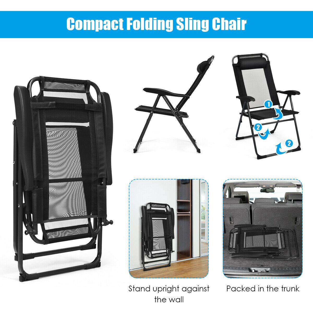 Compact Folding Sling Chair
1
2
2
Stand upright against the wall
Packed in the trunk