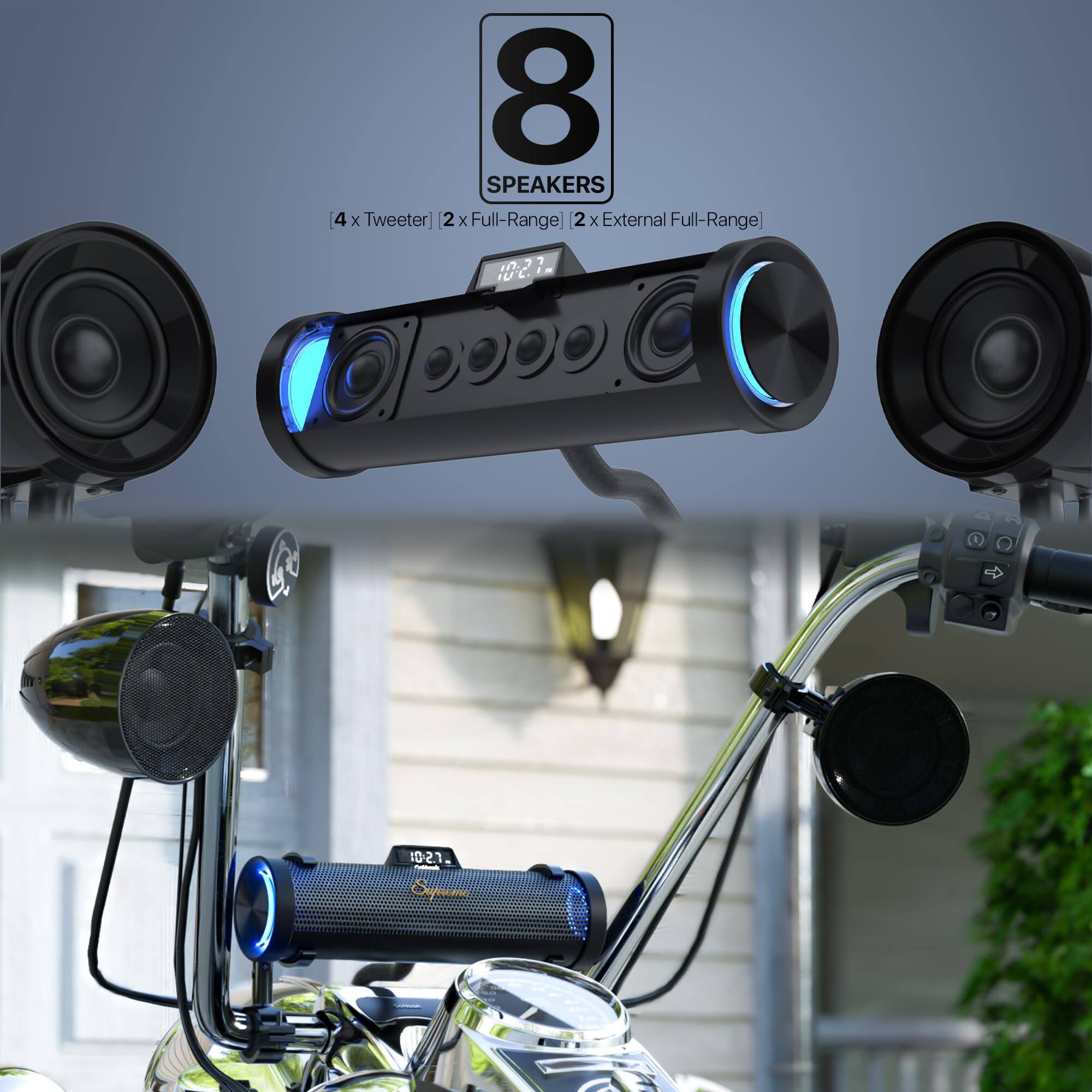 8 SPEAKERS  
4 x Tweeter  
2 x Full-Range  
2 x External Full-Range